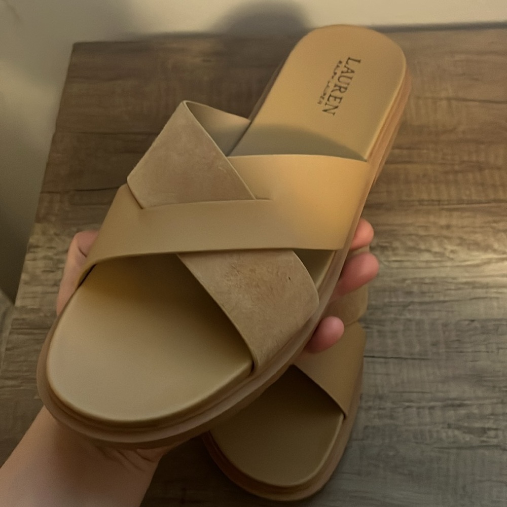 LAUREN Ralph Lauren Kelsie Slide Sandals for Women Leather Lining - Picture 3 of 4